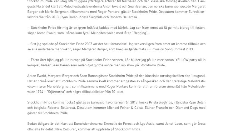 Anton Ewald, Margaret Berger och Sean Banan till Stockholm Pride