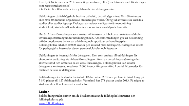 Fakta Studiemotiverande folkhögskolekurs