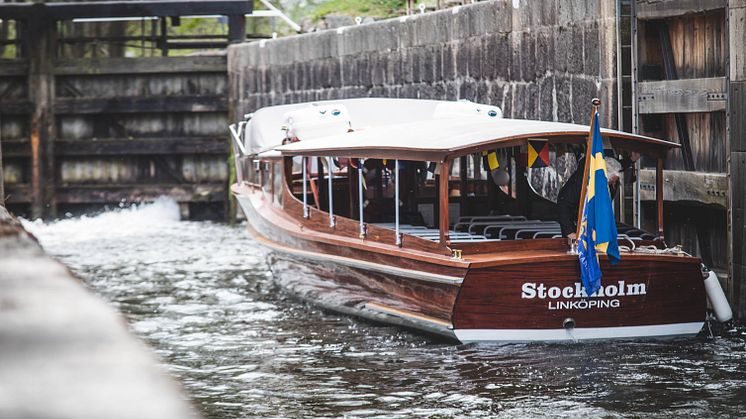 M/B Stockholm vid Nykvarns sluss Foto: Visit Linköping