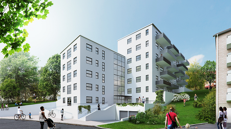 En visionsbild över fastigheten Svärdfästet 4. Arkitekt: Krook & Tjäder