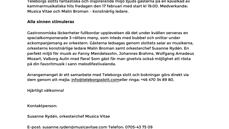 Kammarmusikfestival på Teleborgs slott med Musica Vitae
