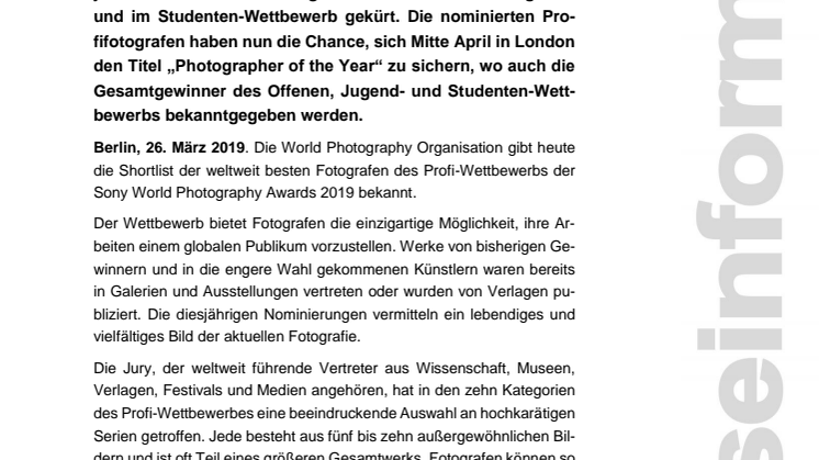 Sony World Photography Awards 2019: Das sind die Finalisten des Profi- und Studenten-Wettbewerbs