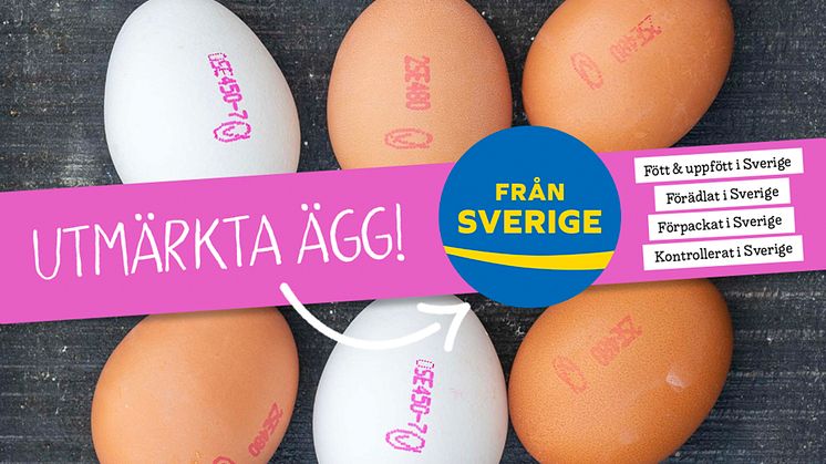 Under Från Sverige-veckorna märks äggen upp i butikerna. Ägg som märks med Från Sverige har alltid certifieringen Rosa checken. Det är alltid svenska ägg i en Från Sverige-märkt produkt som har äggråvara som ingrediens. 
