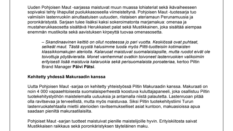 Piltti Pohjoisen Maut