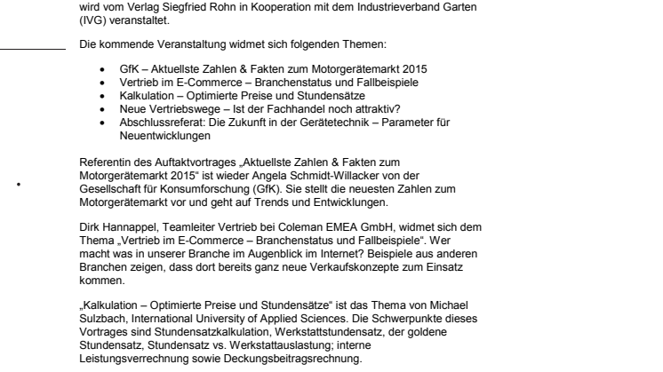 Motoristen-Kongress 2016 mit Schwerpunkt Vertrieb & Organisation