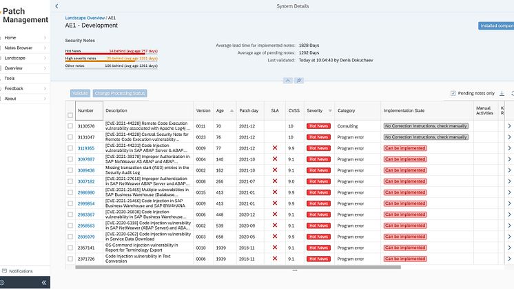 SecurityBridge patch management. Abb. SecurityBridge