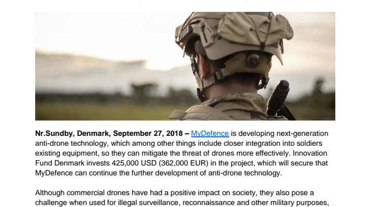 MyDefence receives funding to develop next-gen anti-drone technology