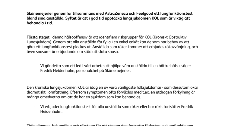 Skånemejerier genomför hälsosatsning för anställda