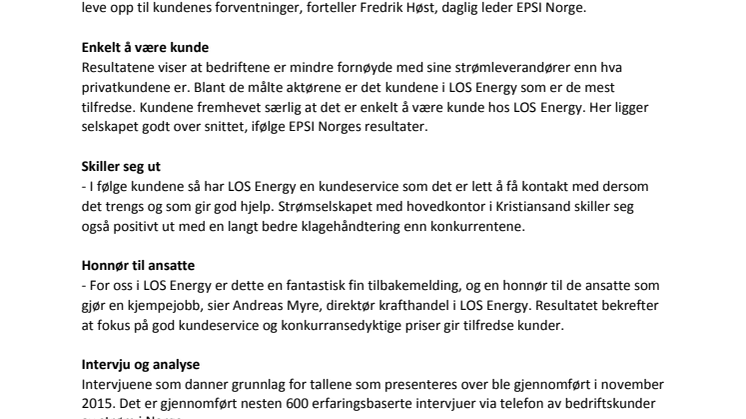LOS Energy alene på toppen