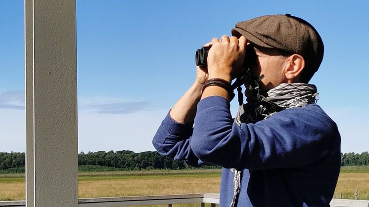 Niclas Lignell skådar. " Att arbeta med fågelskydd är för mig, pga av mitt stor intresse för fåglar, det naturligaste sättet att arbeta med en hållbar framtid."
