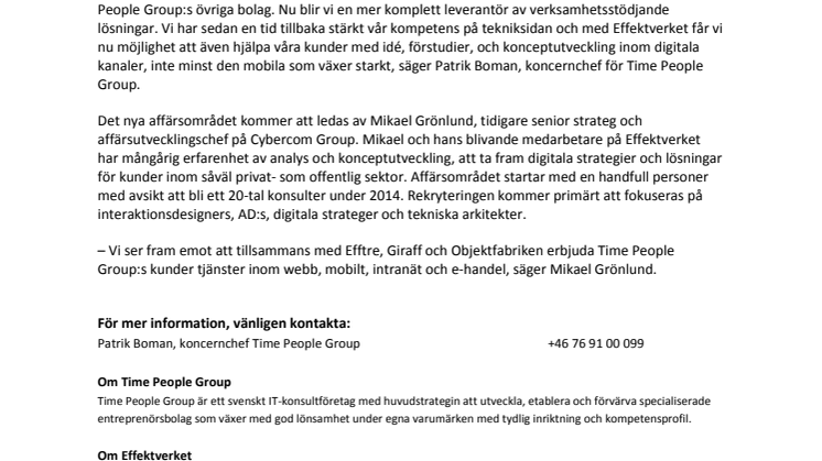 Time People Group expanderar inom digitala kanaler