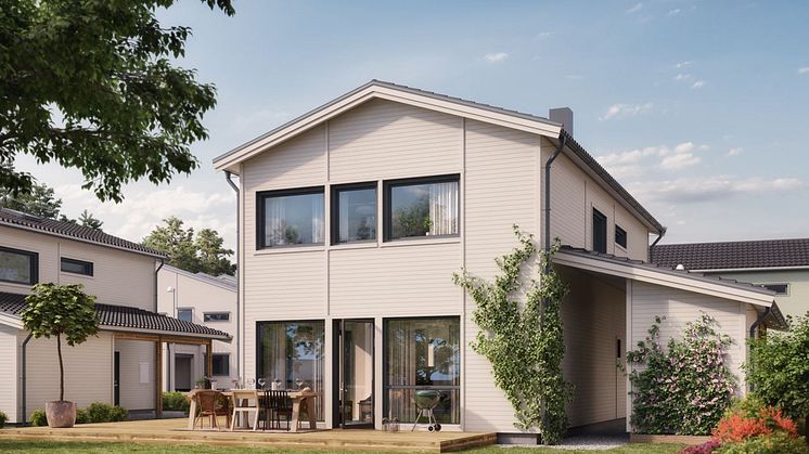 Kv Pärlbandet - 3D-bild av 2-planshus baksida