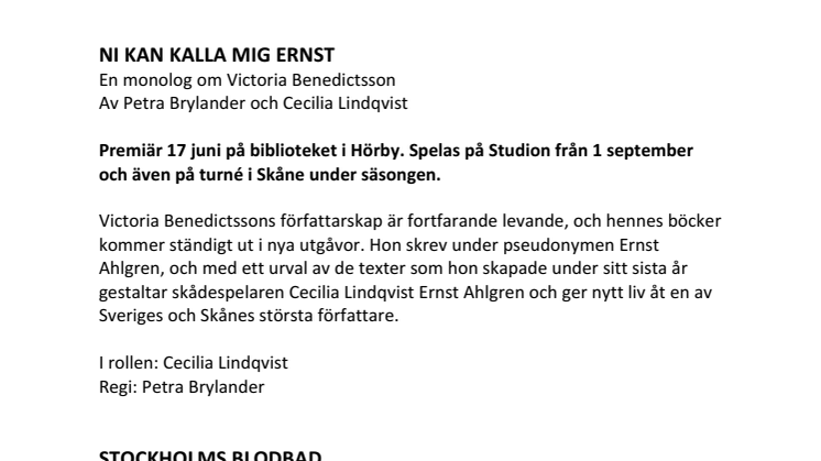 Malmö Stadsteaters repertoar 2016-2017