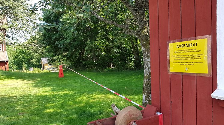 Avspärrning vid Bassholmen, Uddevalla kommun. Foto: Länsstyrelsen i Västra Götaland