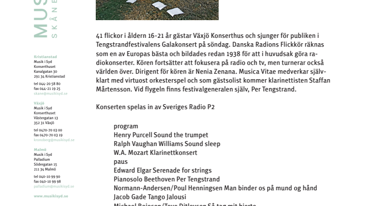 Galakonsert med Danmarks Radios Pigekor i Tengstrandfestivalen