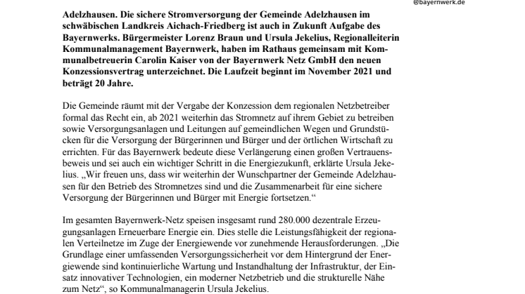 Strom-Konzession: Adelzhausen schenkt Bayernwerk das Vertrauen