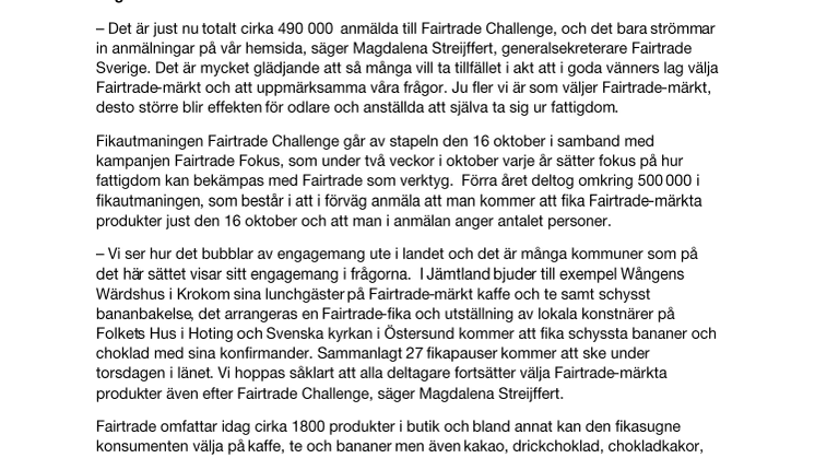 Över 3200 jämtlänningar fikar Fairtrade på torsdag
