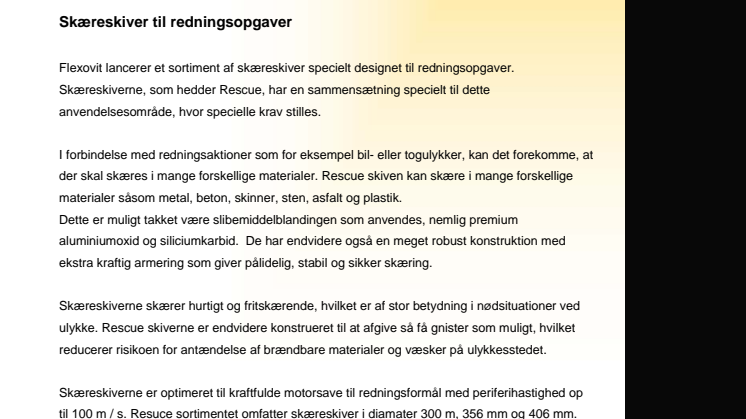 Skæreskiver til redningsopgaver