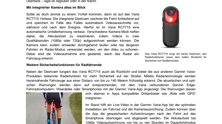 PRESS RELEASE-AT-Garmin Varia RCT715 