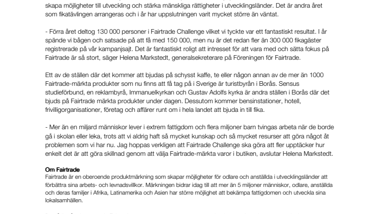 Växjöbor deltar i rekordstor fika för att sätta fokus på Fairtrade
