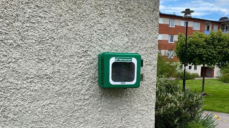 Hjärtstartare i HSB brf Backa, Göteborg.
