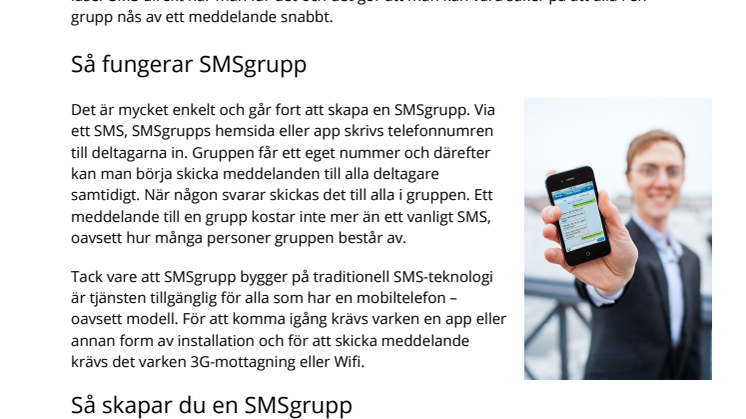 Faktablad om SMSgrupp
