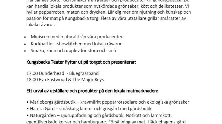 Program och urval av utställare till Höstfesten i Kungsbacka