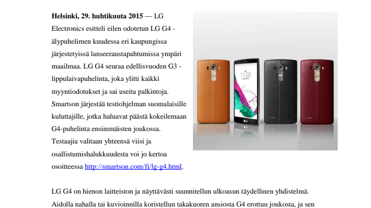 LG ESITTELEE LG G4 -ÄLYPUHELIMEN – AITOA NAHKAA JA HUIPPULUOKAN KAMERA