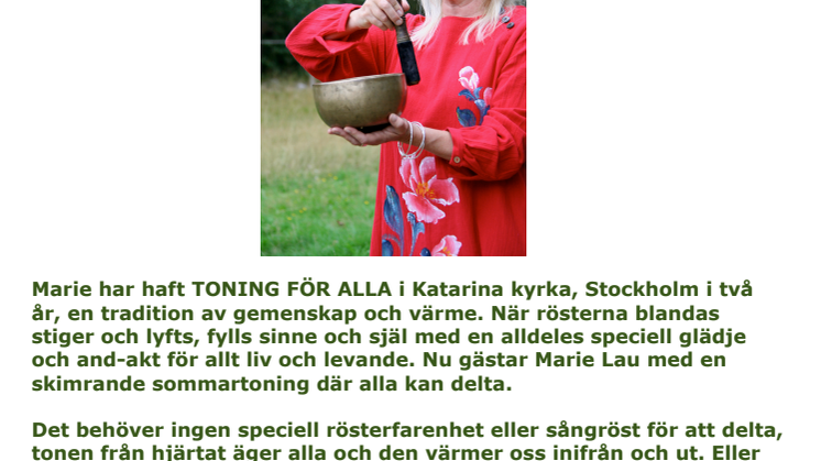 Almedalsveckan - Toning i Lau kyrka med Marie Bergman 3/7 kl. 19.00