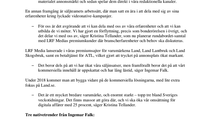 LRF Medias tillväxt inom digitala affärer fortsätter