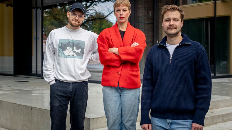 Fra venstre: Emil Rostrup, Jennifer Vedsted Christiansen og Magnus Haugaard. Fotokredit: Lars Erik Andreasen