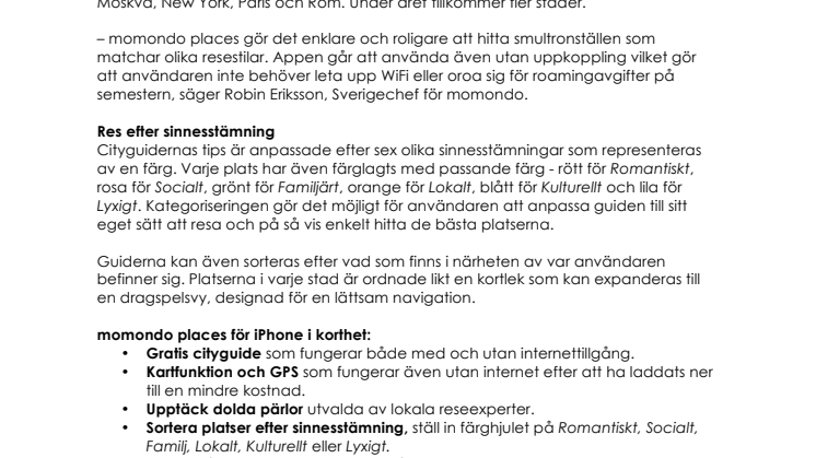 momondo lanserar gratis cityguider för mobilen