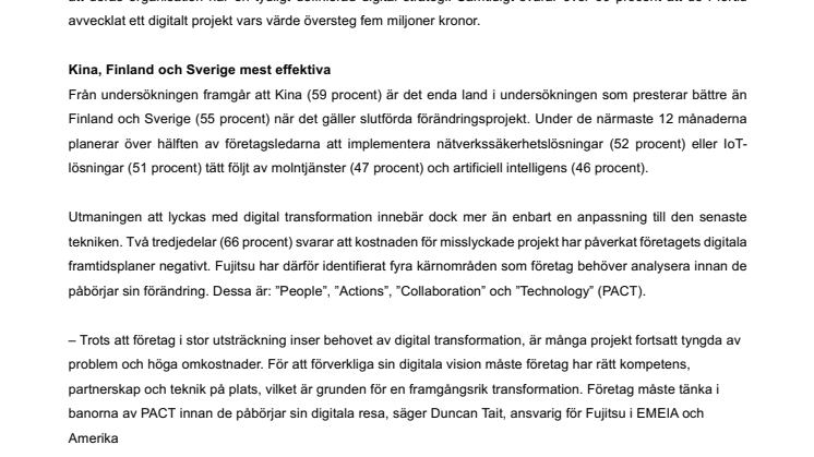 Företagsledare oroade för bristande förmåga till digital transformation  