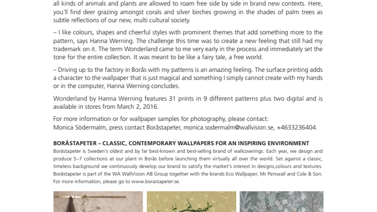 Boråstapeter introduces a new enchanted wallpaper collection with Hanna Werning