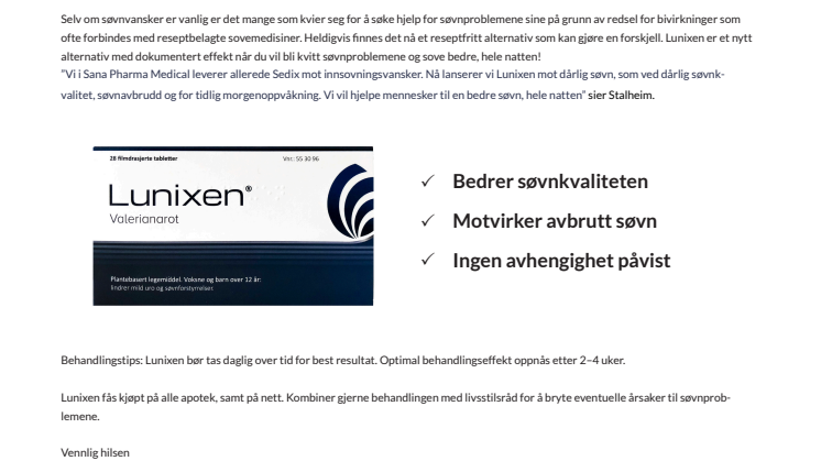 Nytt reseptfritt legemiddel for bedre søvn hele natten!