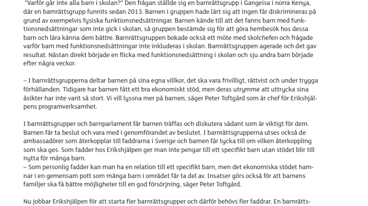 Erikshjälpens barnrättsgrupper förändrar samhället