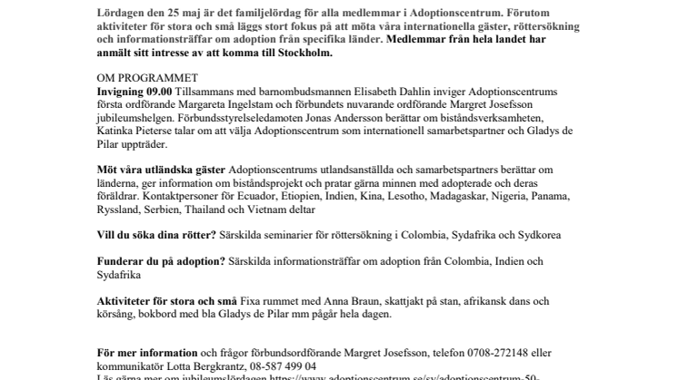 Adoptionscentrum fyller 50 år