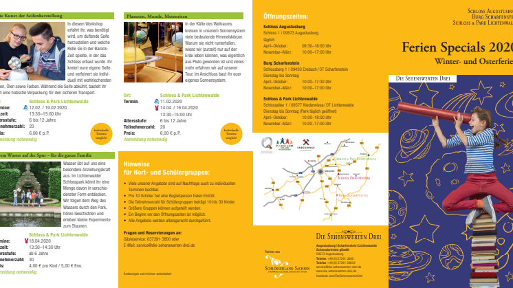 Flyer "Die Sehenswerten Drei" Winter- u. Osterferien-Specials 2020