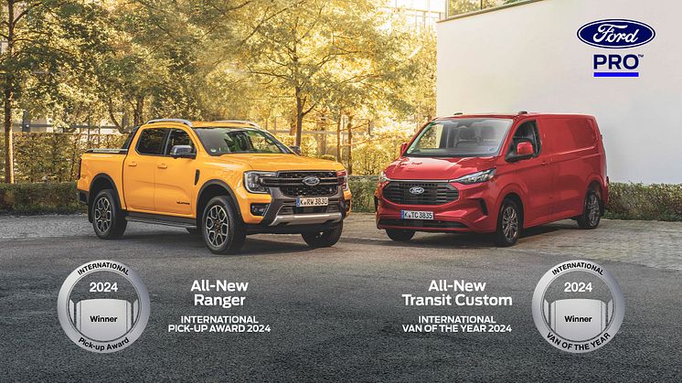 Ford Pro își consolidează poziția de lider pe piața europeană prin câștigarea International Van Of The Year 2024 și International Pick-up Award 2024
