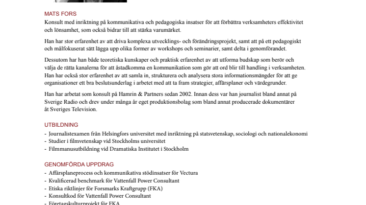 Mats Fors konsultprofil
