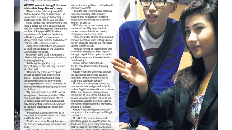 Desire to make a career out of writing led blogger to take up courses at MDIS