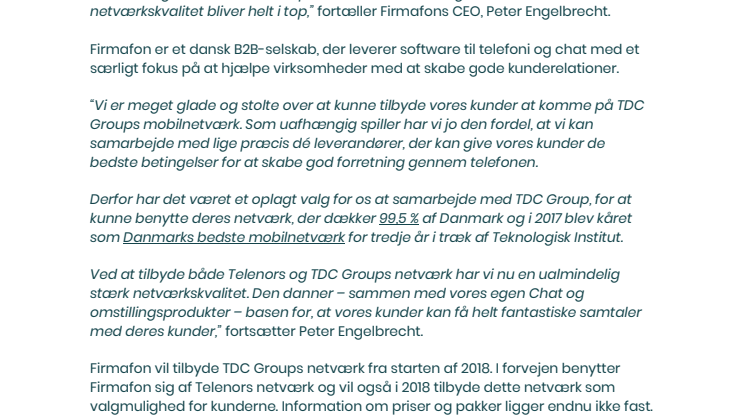 TDC-dækning hos Firmafon i 2018