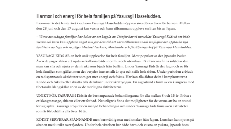 Spa för barn på Yasuragi Hasseludden.