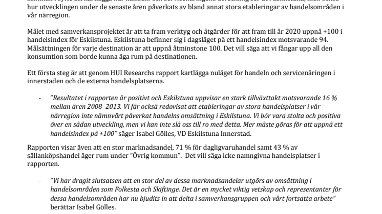 Stark tillväxt i Eskilstunas handel