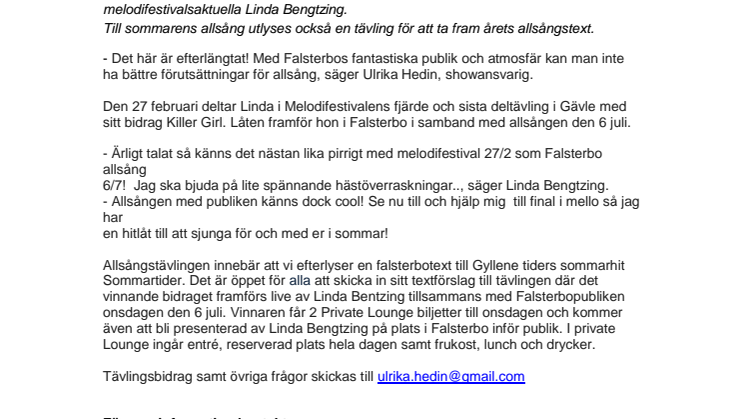 Nu blir det Allsång i Falsterbo! 