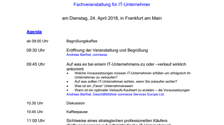 M&A Forum 2018 für IT-Unternehmer