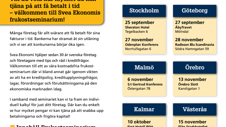 Få betalt i tid - Tips på Svea Ekonomis Frukostmöte