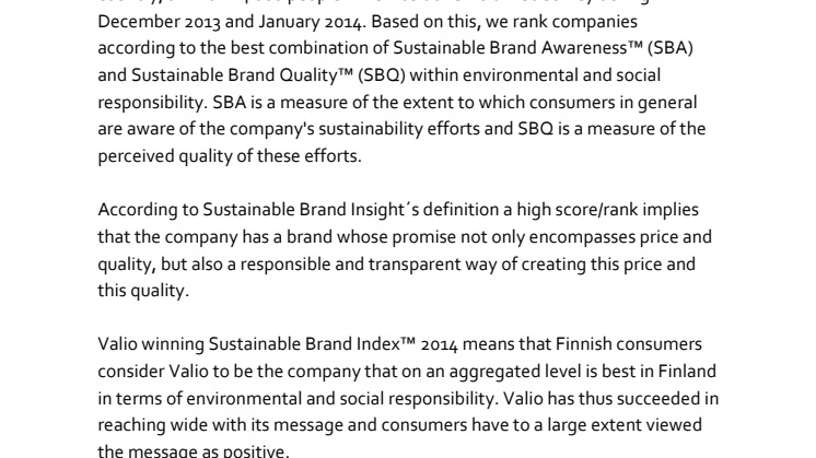 Ranking Finland - Sustainable Brand Index™ 2014 - Explained