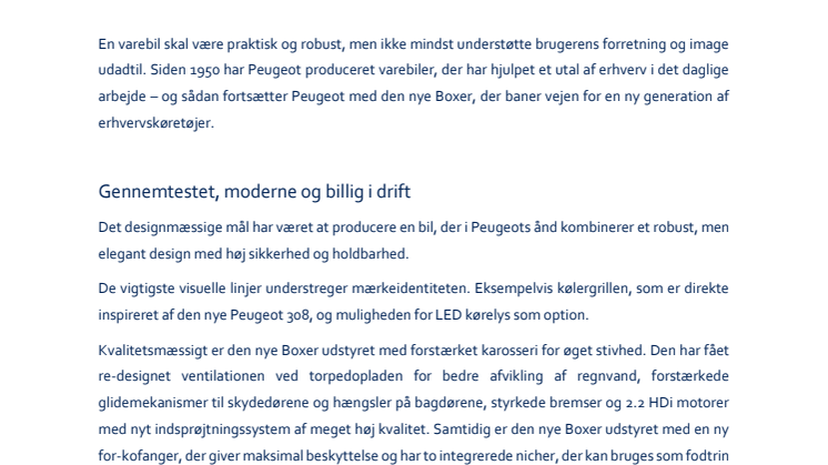 Ny Peugeot BOXER med endnu mere styrke og funktionalitet