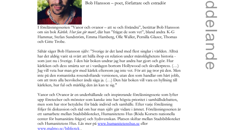 Stadsbiblioteket i Malmö: Bob Hansson - Kärlek. Hur fan gör man?